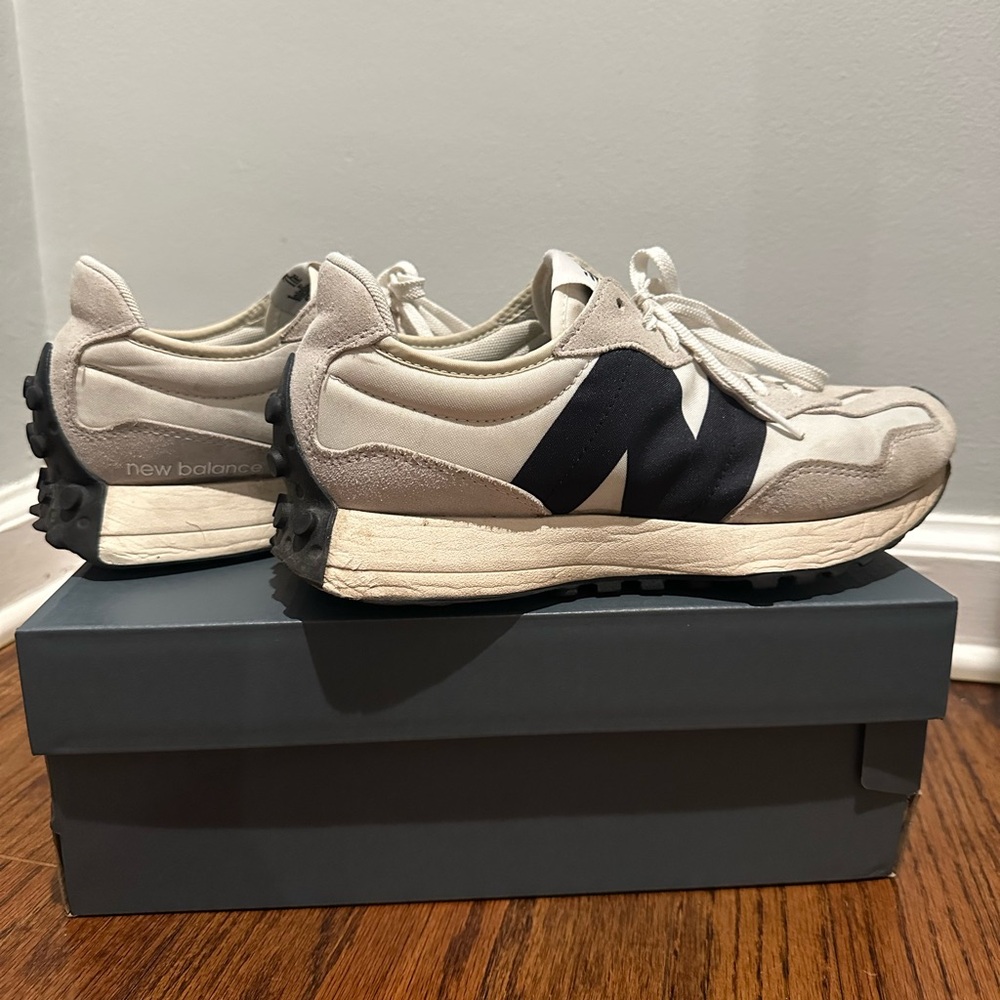 New Balance Cream and Black Athletic Shoes